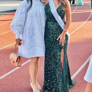 Sparkly green prom dress